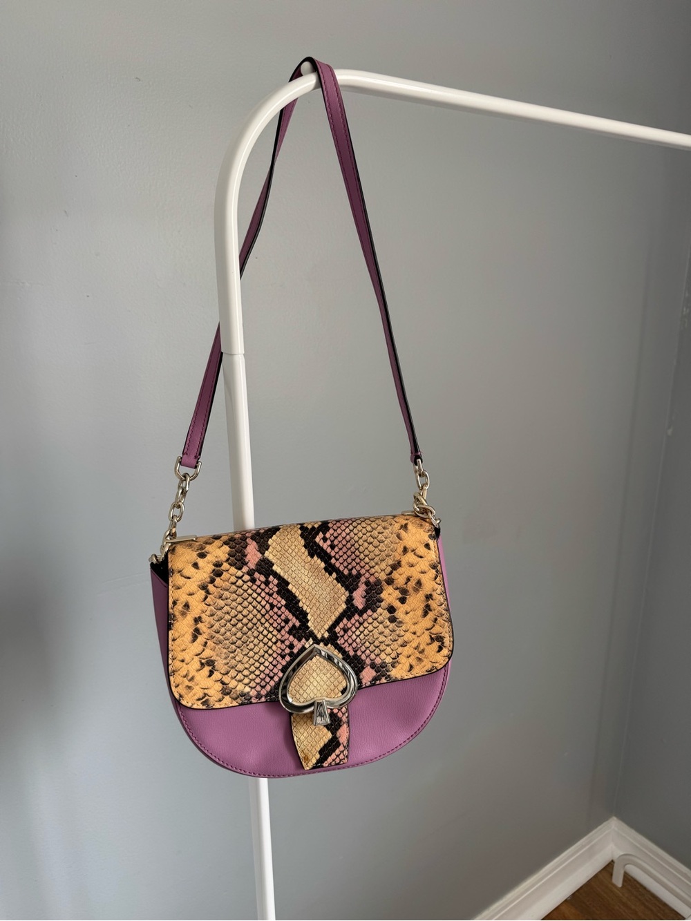 kate spade Purple Crossbody with Yellow Snake-Print Flap